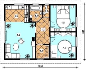 Rzut projektu A-112 z bali - Parter