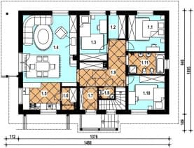 Rzut projektu A-110 murowany - Parter