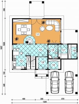 Rzut projektu A-109 szkieletowy - Parter