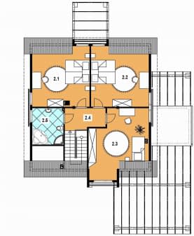 Rzut projektu A-109 szkieletowy - Poddasze