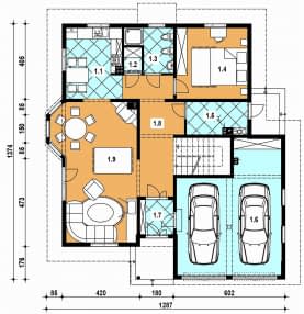 Rzut projektu A-107 szkieletowy - Parter