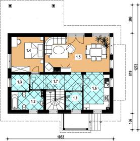 Rzut projektu L-99 murowany - Parter