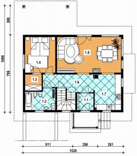 Rzut projektu L-99 szkieletowy - Parter