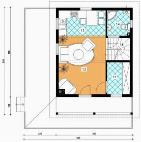 Rzut projektu L-95 z bali - Parter