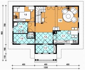 Rzut projektu L-93 z bali - Parter