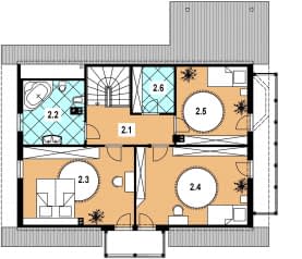 Rzut projektu L-90 z bali - Poddasze
