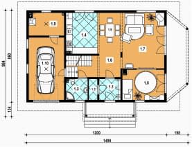 Rzut projektu L-89 z bali - Parter