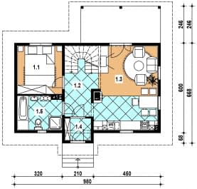 Rzut projektu L-84 szkieletowy - Parter
