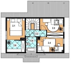 Rzut projektu L-84 z bali - Poddasze