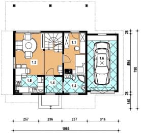 Rzut projektu L-83 z bali - Parter