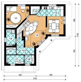 Rzut projektu L-81 murowany - Parter