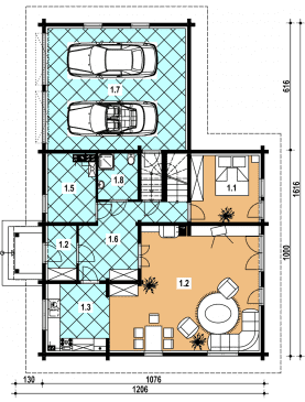 Rzut projektu L-78 szkieletowy - Parter