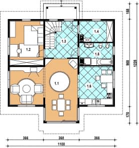 Rzut projektu L-70 szkieletowy - Parter