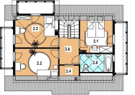 Rzut projektu L-60 z bali - Poddasze