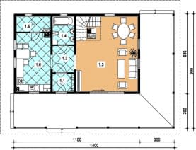 Rzut projektu L-57 szkieletowy - Parter