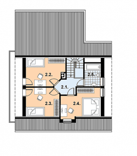 Rzut projektu L-51 murowany - Poddasze