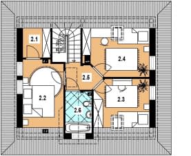 Rzut projektu L-44 murowany - Poddasze