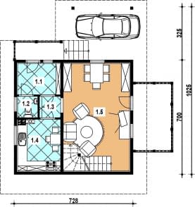 Rzut projektu L-39 z bali - Parter