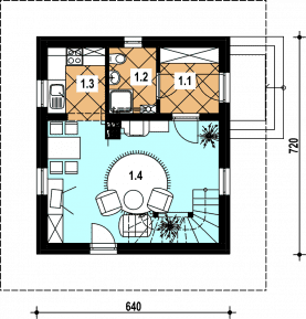 Rzut projektu L-38 murowany - Parter