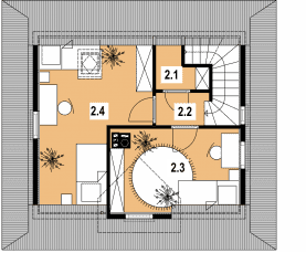 Rzut projektu L-38 z bali - Poddasze