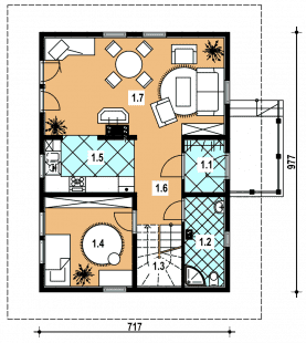 Rzut projektu L-29 z bali - Parter