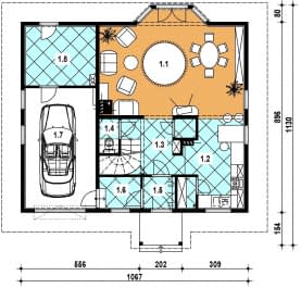 Rzut projektu L-17 szkieletowy - Parter