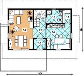 Rzut projektu L-15 szkieletowy - Parter