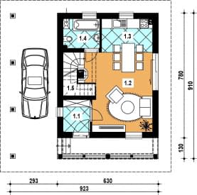 Rzut projektu L-12 murowany - Parter