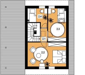 Rzut projektu L-12 murowany - Poddasze