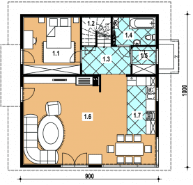 Rzut projektu A-141 szkieletowy - Parter