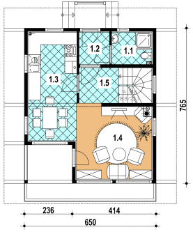 Rzut projektu A-146 szkieletowy - Parter