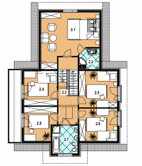 Rzut projektu A-147 szkieletowy - Poddasze