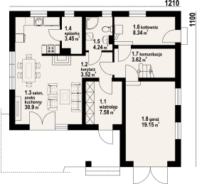 Rzut projektu sławków mały g - Parter