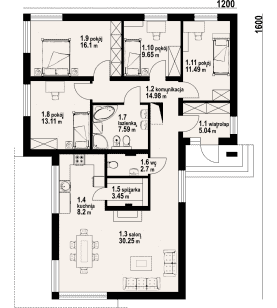 Rzut projektu amodowo średnie - Parter