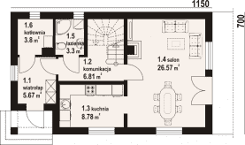 Rzut projektu osiek wąski 2k - Parter