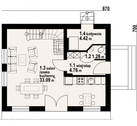 Rzut projektu grabów k - Parter