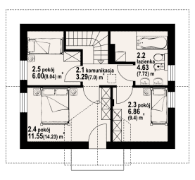 Rzut projektu grabów k - Poddasze