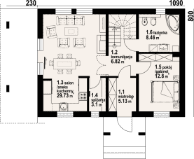 Rzut projektu działoszyce 3 - Parter