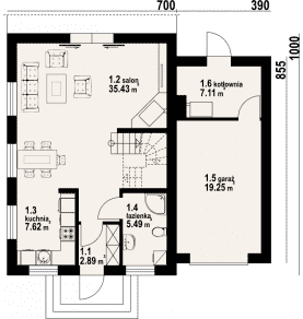 Rzut projektu gronowo x - Parter