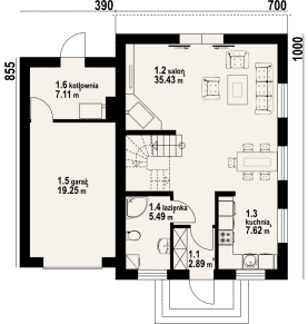 Rzut projektu gronowo y - Parter