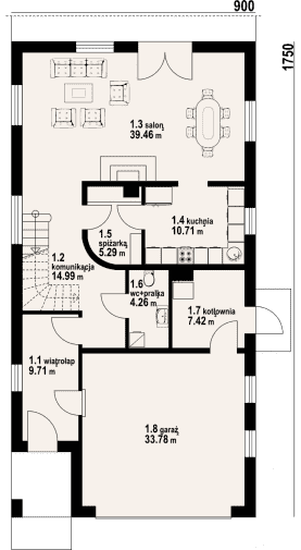 Rzut projektu wąsowo mg2 - Parter