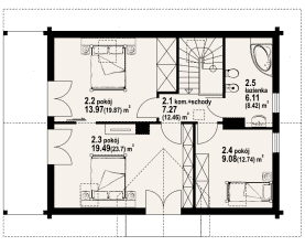 Rzut projektu świdnica 15 dw - Poddasze