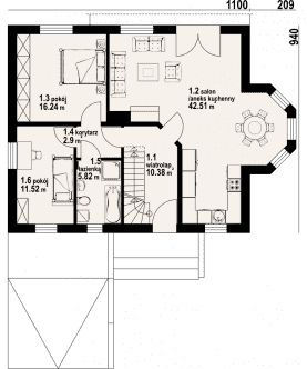 Rzut projektu sadowo 9g - Parter