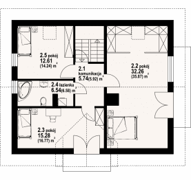 Rzut projektu jaworki 14m - Poddasze