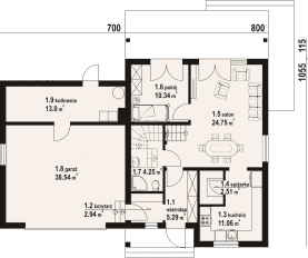 Rzut projektu gładyszów 36 gg dws - Parter