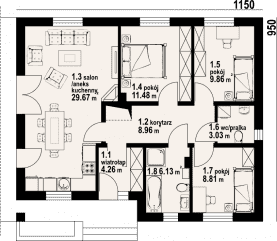 Rzut projektu piaseczno 1m - Parter