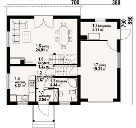 Rzut projektu gładyszów dwsk - Parter