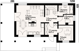 Rzut projektu olszynka mazurska m - Parter