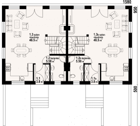 Rzut projektu gładyszówka ab - Parter