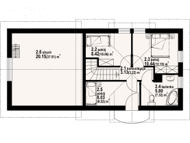 Rzut projektu gródek 55 - Poddasze